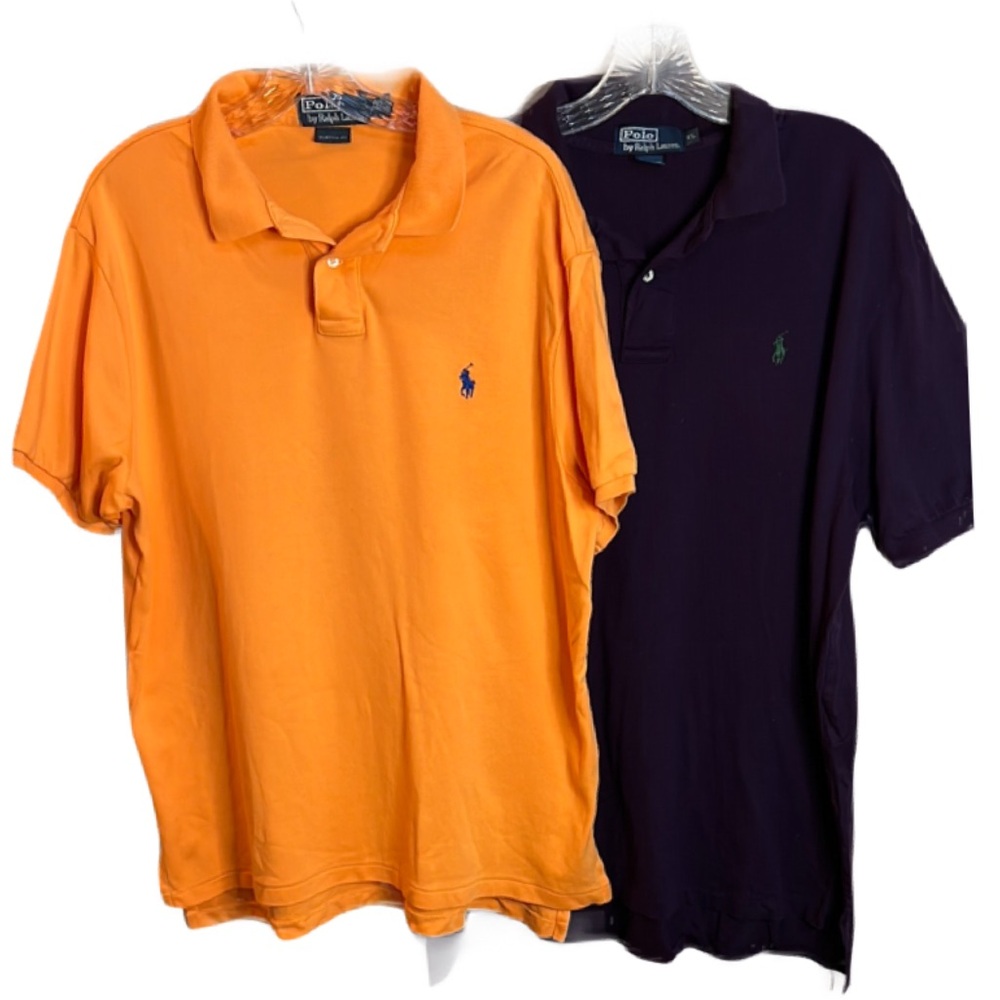 Polo by Ralph Lauren Sz XL Orange and Purple Polos Classic Design Bundle of 2